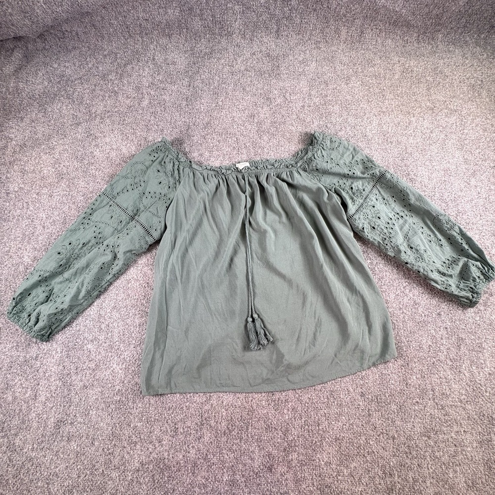 Maurices‎ Peasant Blouse Women XL Green Boho Cottagecore Fairy Festival Ethereal